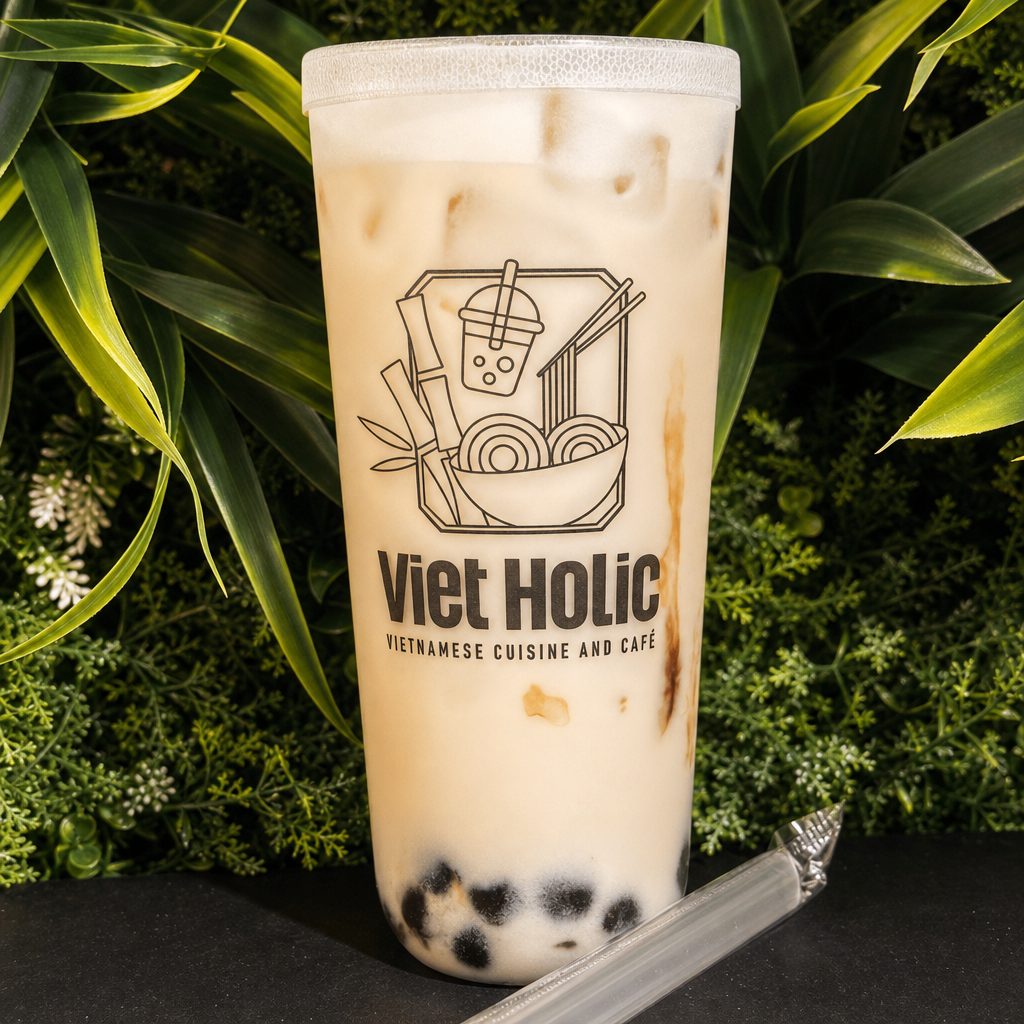 LYCHEE MILK TEA.