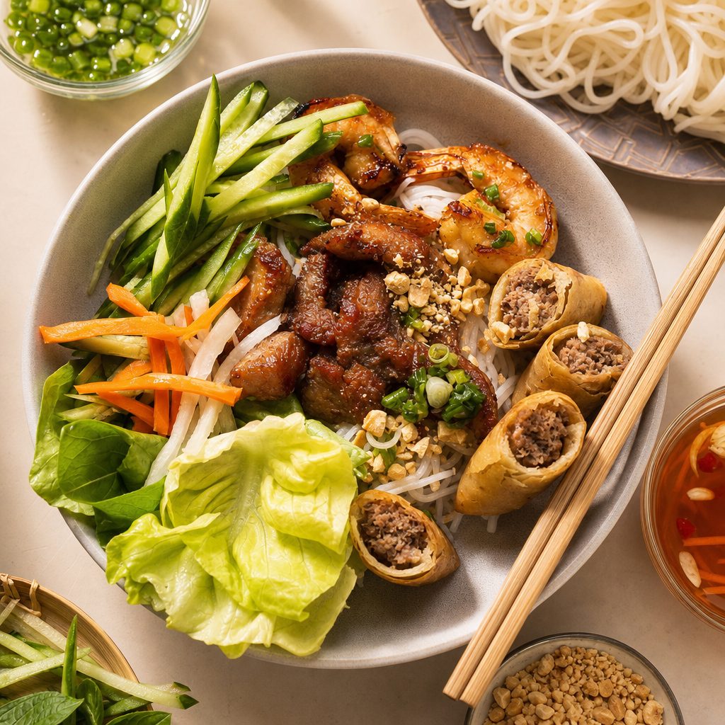 40 Grilled Pork, Shrimp & Egg Roll Vermicelli.