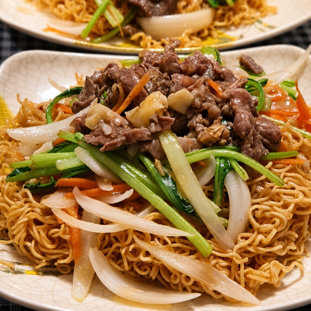 S2 MÌ XÀO BÒ / STIR-FRIED NOODLES WITH BEEF.