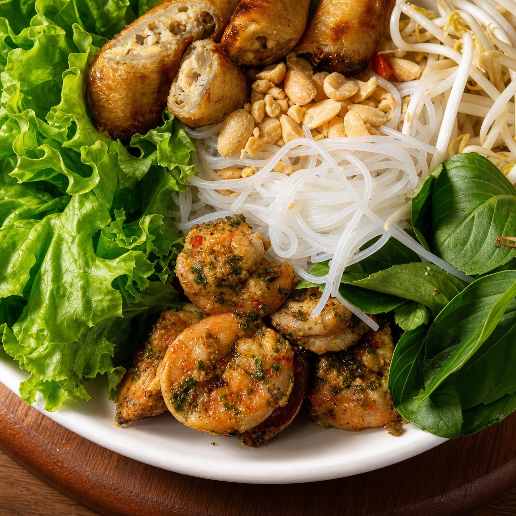 39A GRILLED SHRIMP & EGGROLL VERMICELLI.